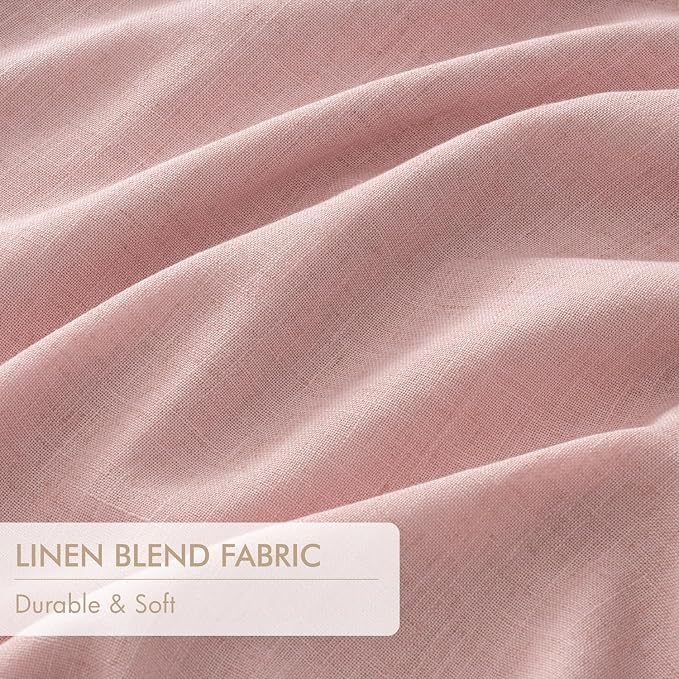 MIULEE Pink Pinch Pleated 100% Blackout Linen Curtains 40x96 Inches | Room - Image 6