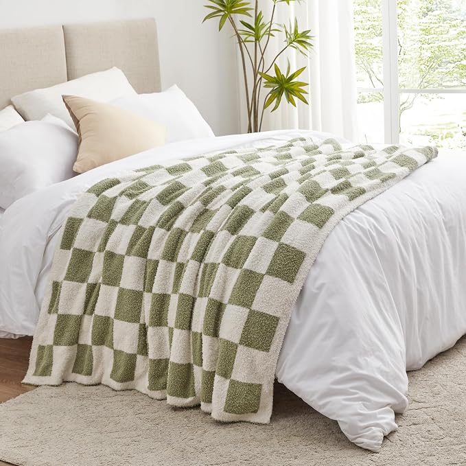 EXQ Home Checkered Throw Blanket, Knitted Blanket - Image 2