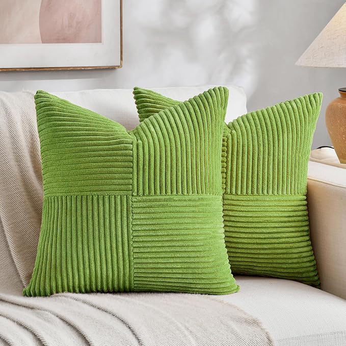 Fancy Homi Set of 2 Lime Green Euro Decorative Throw Pillow Covers 28x28 Inch by Fancy+Homi