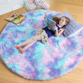 Amdrebio Purple Rainbow Round Rug 5Ft by Amdrebio
