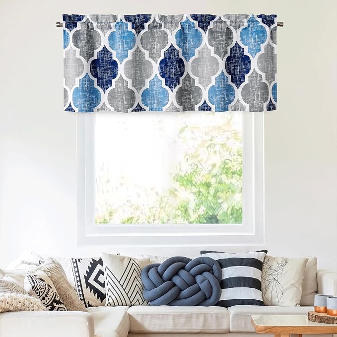 Beauoop Lattice Blackout Window Valance Curtain Panels Thermal Insulated Noise - Image 2