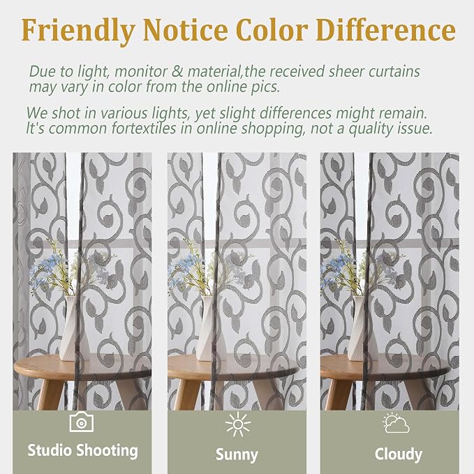 OWENIE Furman Cafe Curtains 30 Inch Length 2 Panels Set, Elegant Geometric - Image 5