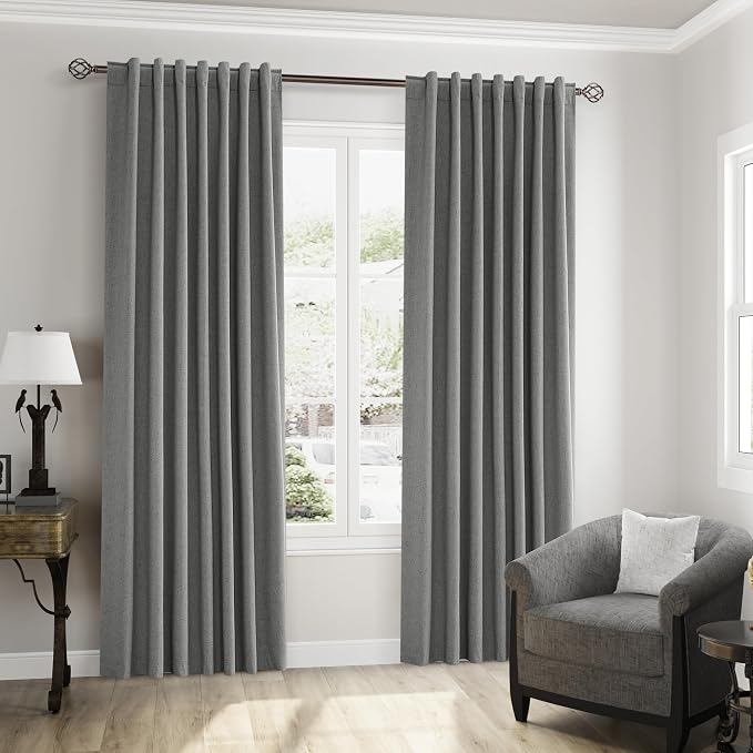 Guken 100% Blackout Linen Curtains 80 Inch Length 2 Panels Set - Image 8