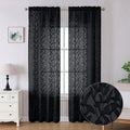 Lecloud Leia Jacquard Black Sheer Curtains 96 Inches Long 2 Panels, Balance by Lecloud