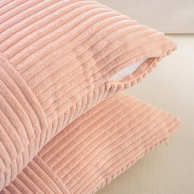 Fancy Homi 2 Packs Peach Euro Decorative Throw Pillow Covers 26x26 Inch - Image 3