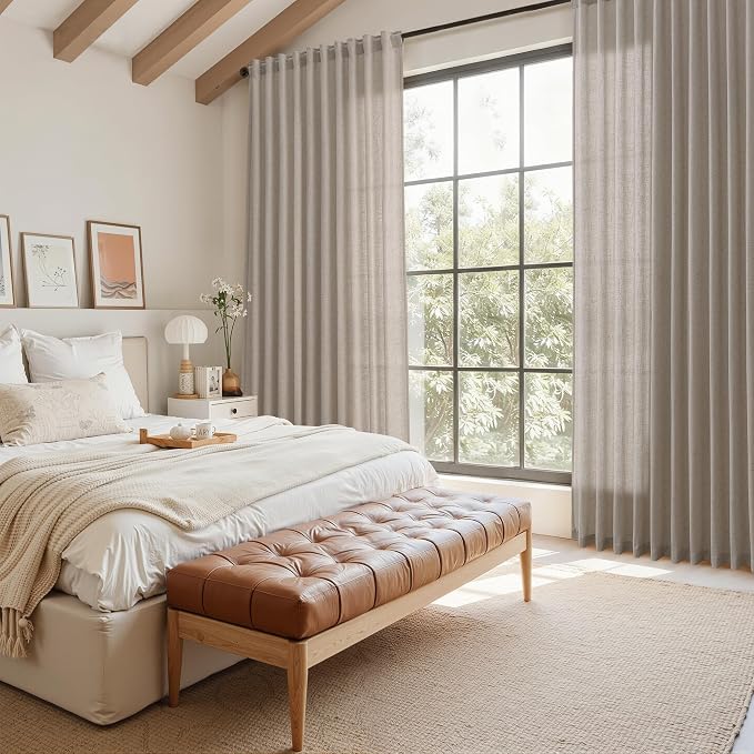 Nanspring Stone Beige Linen Curtains 84 Inches Long - Image 7