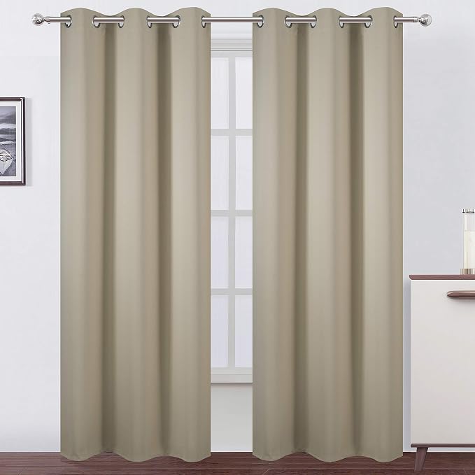 LEMOMO Beige Blackout Curtains/42 x 84 Inch/Set of 2 Panels Room Darkening by Lemomo