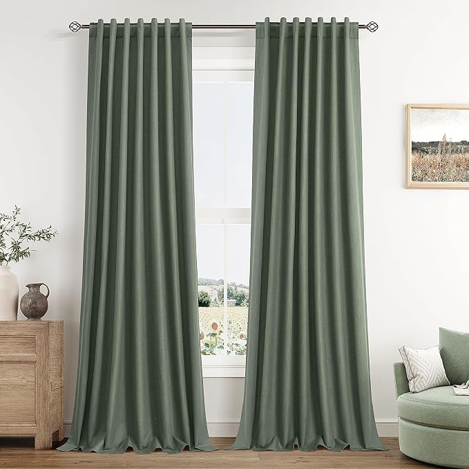 Guken Olive Green 100% Blackout Curtains 84 Inch Length 2 Panels Set by Guken