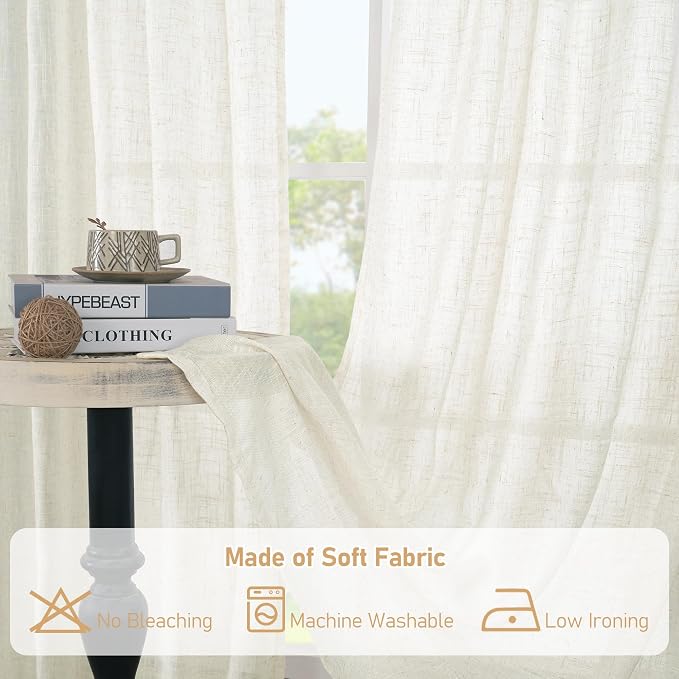 LAMIT Cream Linen Curtains 40 Inch - Image 8