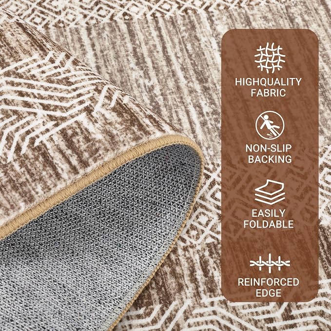 GarveeHome Modern Geometric Area Rug 4x6 Distressed Bordered Washable Non Slip - Image 4
