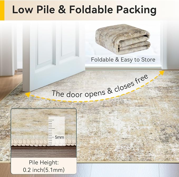Washable Area Rugs 5'x7' Non-Slip Modern Abstract Soft - Image 6