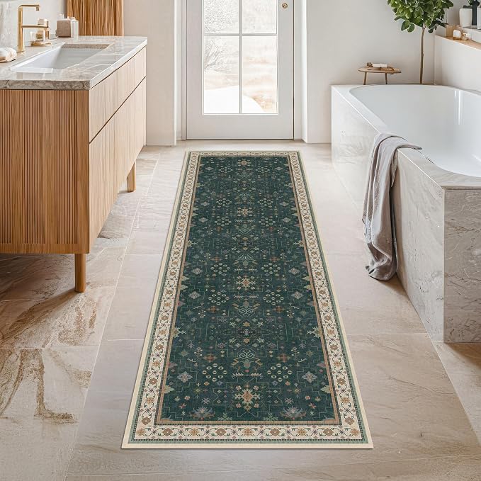 Hazo Haus Dark Green 2x8 Non Slip Kitchen Runner Rugs - Image 3