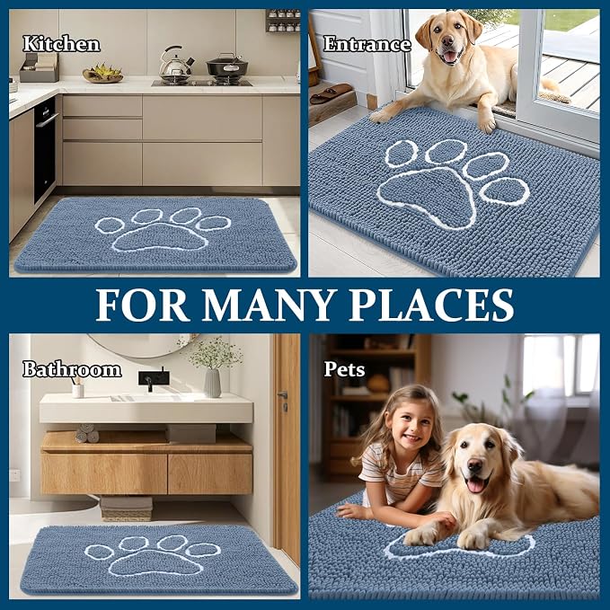 OLANLY Dog Door Mat for Muddy Paws 32x20, Paw Print Design, Absorbs Moisture - Image 7