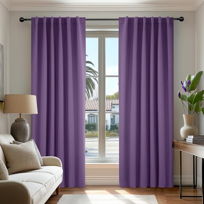 Deconovo Room Darkening Curtains Back Tab and Rod Pocket Curtains Thermal by Deconovo