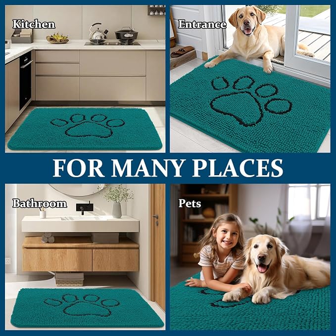 OLANLY Dog Door Mat for Muddy Paws 48x30, Paw Print Design, Absorbs Moisture - Image 8