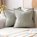 MIULEE Light Grey Corduroy Pillow Covers 16x16 Inch by MIULEE