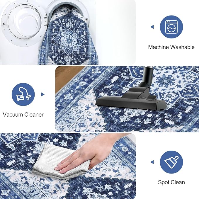 Yamaziot Washable Runner Rug, 2x5 Non-Slip Boho Vintage Hallway Rug Runner - Image 5