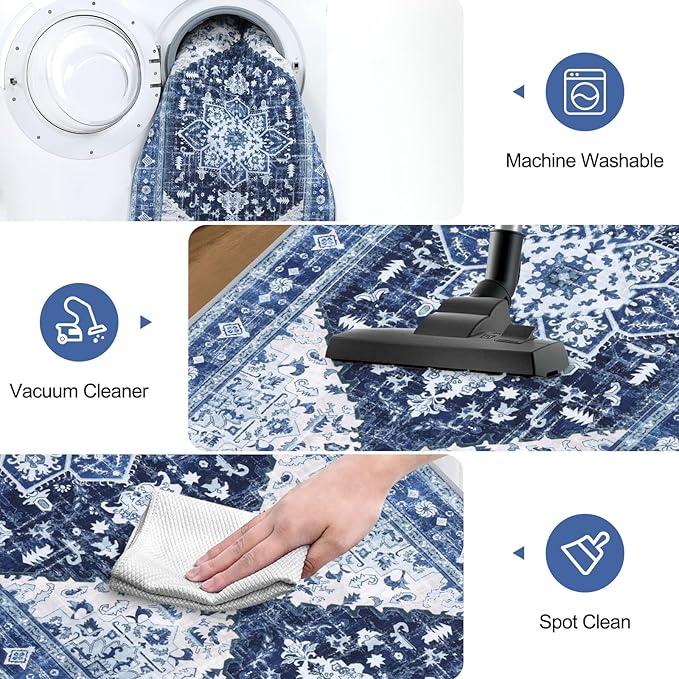 Yamaziot Washable Runner Rug, 2x10 Non-Slip Boho Vintage Hallway Rug Runner - Image 5