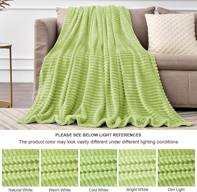 BEDELITE Fleece Throw Blanket for Couch – 3D Ribbed Jacquard Soft and Warm - Image 6