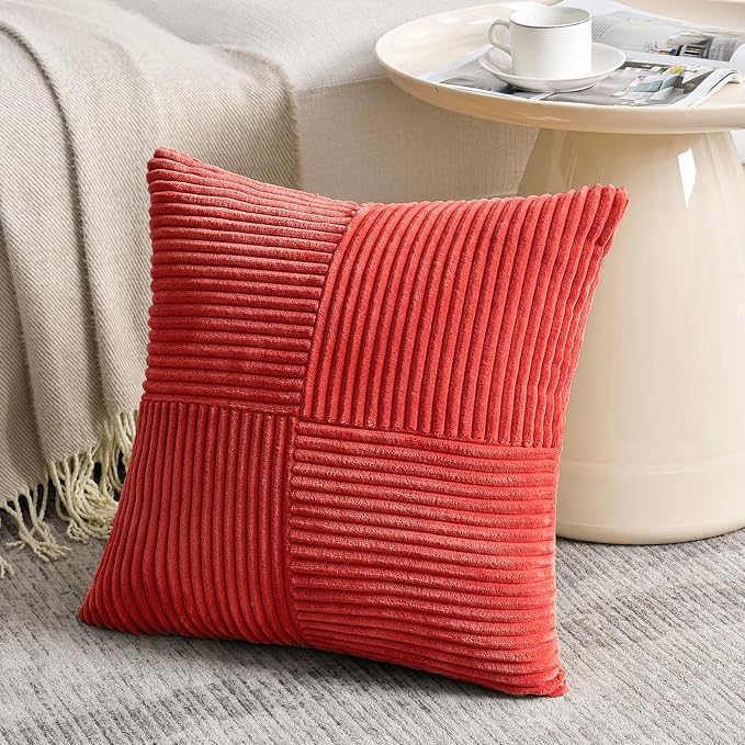 Fancy Homi 2 Packs Red Decorative Throw Pillow Covers 18x18 Inch - Image 2