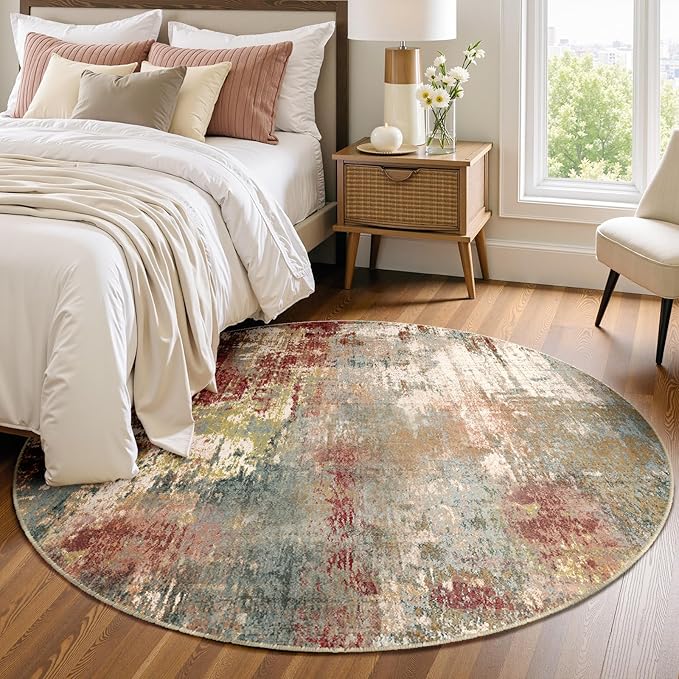 Washable Area Rugs 4ft Non-Slip Modern Abstract Soft - Image 3