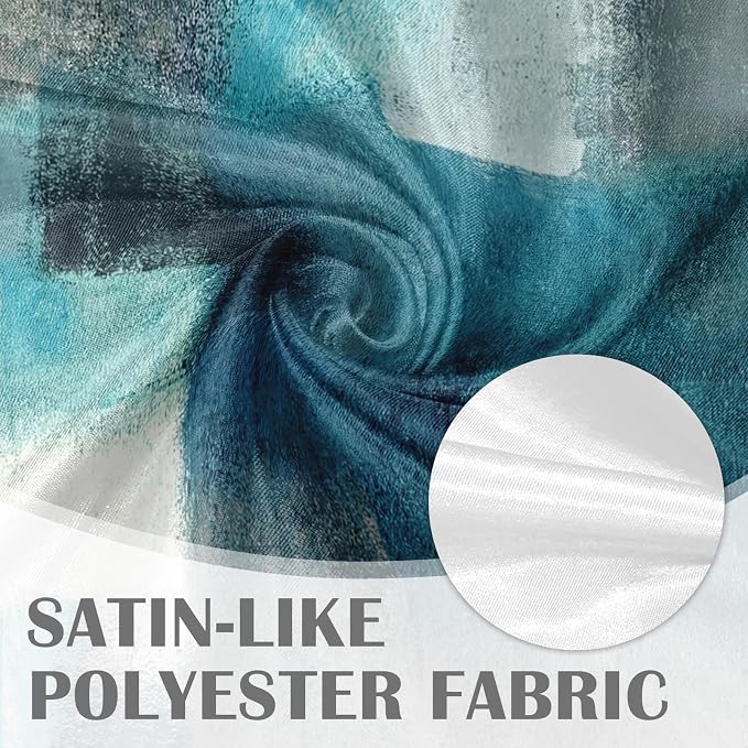 Emvency 4 Pack Valances Window Treatments, Turquoise Abstract Modern Art - Image 4