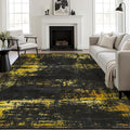 5x8 Area Rug Living Room: Modern Washable Soft Carpet Black Gold | by FXRHLP