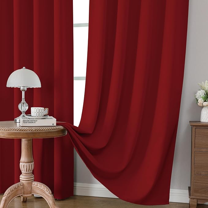 CUCRAF Red Blackout Curtains Customize, Rod Pocket Room Darkening Curtain - Image 5