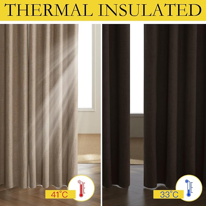 NICETOWN Burlap Vintage Open Linen Weave Flax Thermal Curtains, 100% Blackout - Image 3