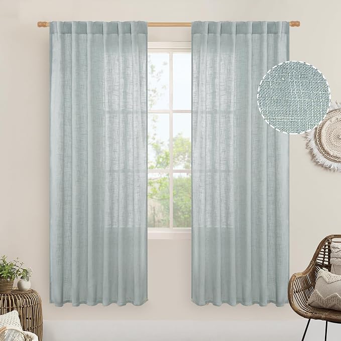 LAMIT Greyish Blue Linen Curtains by LAMIT