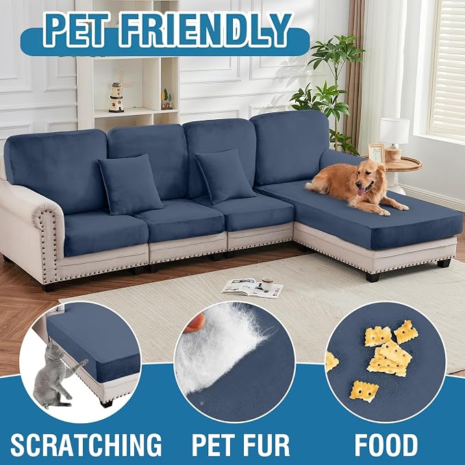 Couch Cover Stretch Velvet Sofa Cushion Cover 3-Piece - Image 5