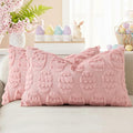 decorUhome Easter Pink Egg Pillow Covers 12x20 Inch Set of 2, Soft Plush Faux by decorUhome