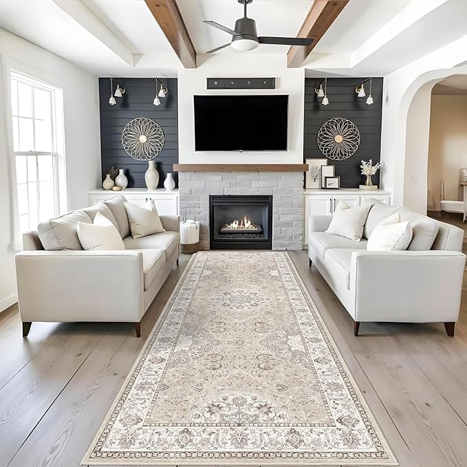 4x10 Hallway Wide Runner Rug: Washable Oriental Soft Area Rug by HYHAOYUNLAI