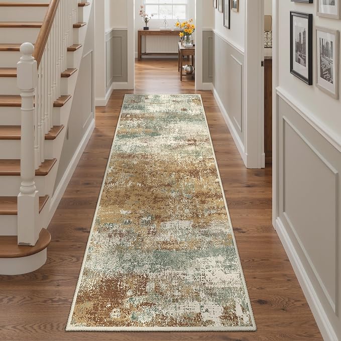 BEIMO Runner Rug for Hallway Kitchen, Soft Modern Abstract Throw Rugs, Low Pile - Image 2