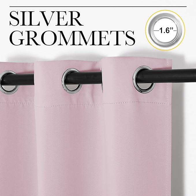 NICETOWN Baby Pink Blackout Curtains 90 inches Length - Image 2