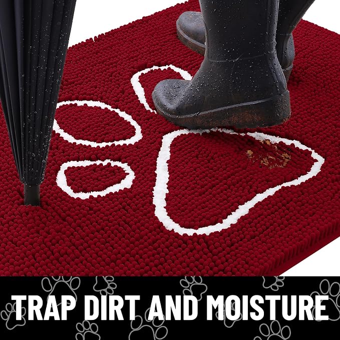 Smiry Dog Door Mat for Muddy Paws, Absorbent Dirt Trapper Non Slip Quick Dry - Image 2