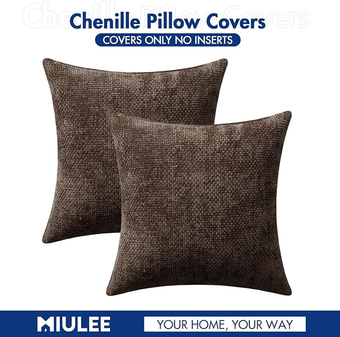 MIULEE Pack of 2 Couch Throw Pillow Covers 24x24 Inch Neutral Dark Brown Boho - Image 6