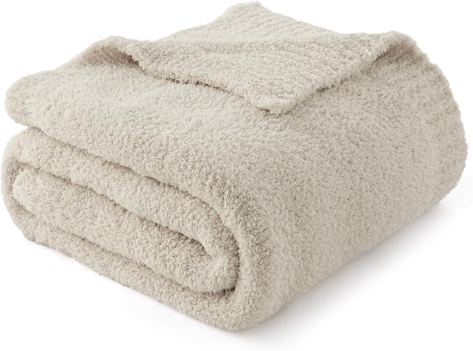 Bedsure Beige Knit Throw Blanket by BEDSURE