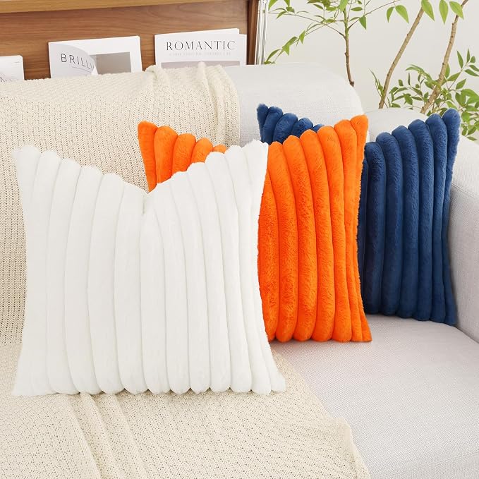 decorUhome Summer Cozy Faux Fur Throw Pillow Covers 20x20 Set of 2 Decorative - Image 7