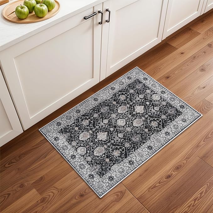 Washable 2x3 Entryway Area Rug: Vintage Soft Thin Door Mat - Image 8