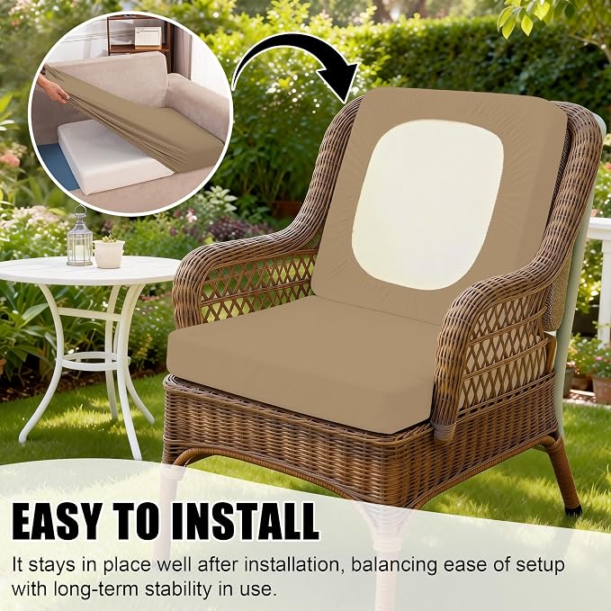 4Pcs Outdoor Cushion Covers, Patio Cushion Covers, Stretch Elastic Slipcovers - Image 5