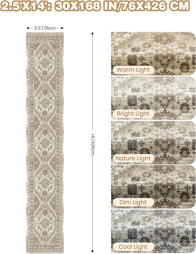 Washable Runner Rug 2.5x14, Non-Slip Long Kitchen Mats - Image 2