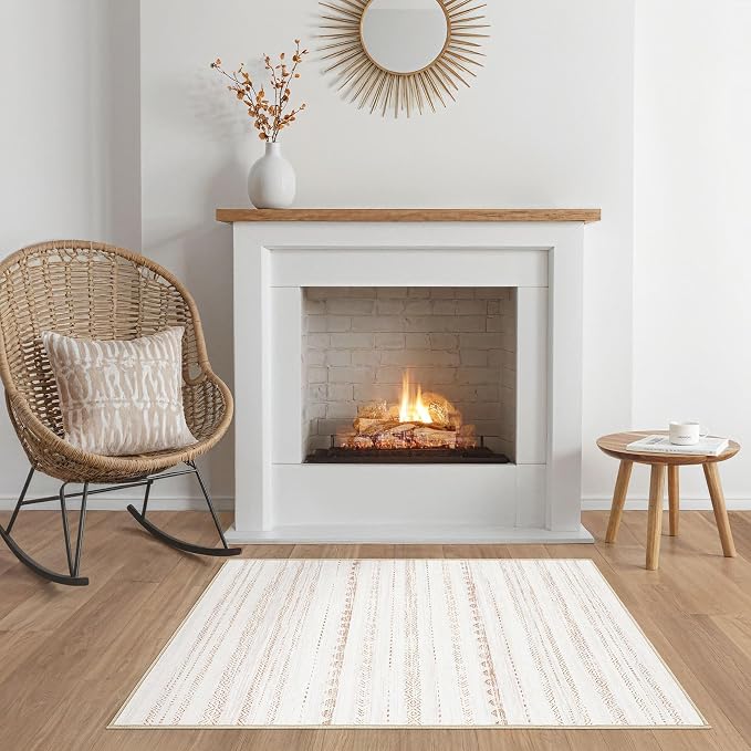 Nakagishi 2X3 Rug Washable Area Rug: Small Soft Boho Farmhouse Neutral Moroccan - Image 7