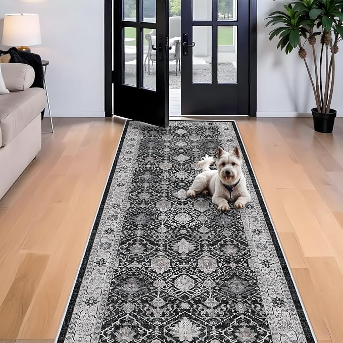 Washable 4x12 Hallway Runner Rug: Vintage Soft Carpet - Image 2