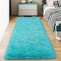 Soft Runner Rugs for Bedroom Hallways, 2x6 Teal Blue Fluffy Shag Throw Area Rug by Ailyei