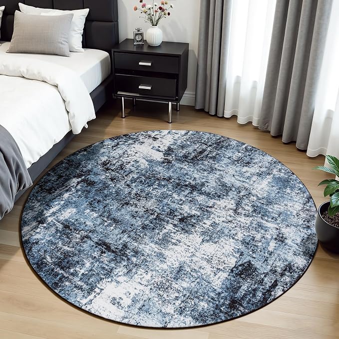Rugflix Round Area Rugs 4Ft for Living Room, 4x4 Washable Rug Stain-Resistant - Image 2