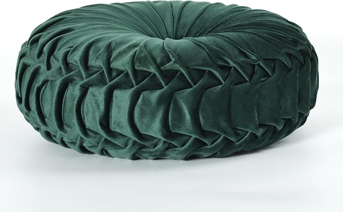 HIG Set of 2 Decorative Round Pleated Throw Pillows, Classy Accent Pumpkin - Image 6