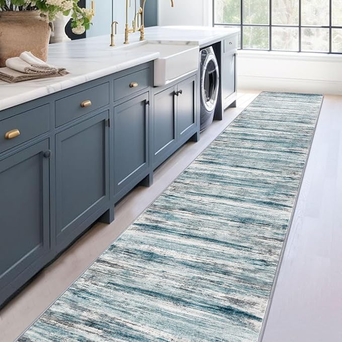 KOZYFLY Modern Abstract Hallway Runner Rug, 2.6x18 Washable Rug Runner Non-Slip - Image 7
