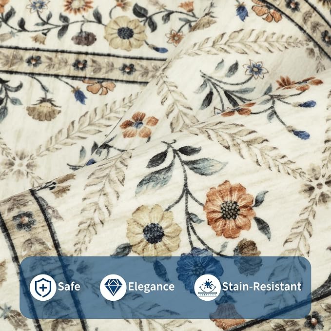 Washable Kitchen Runner 2x6 Non-Slip Floral Carpet Runner - Image 4
