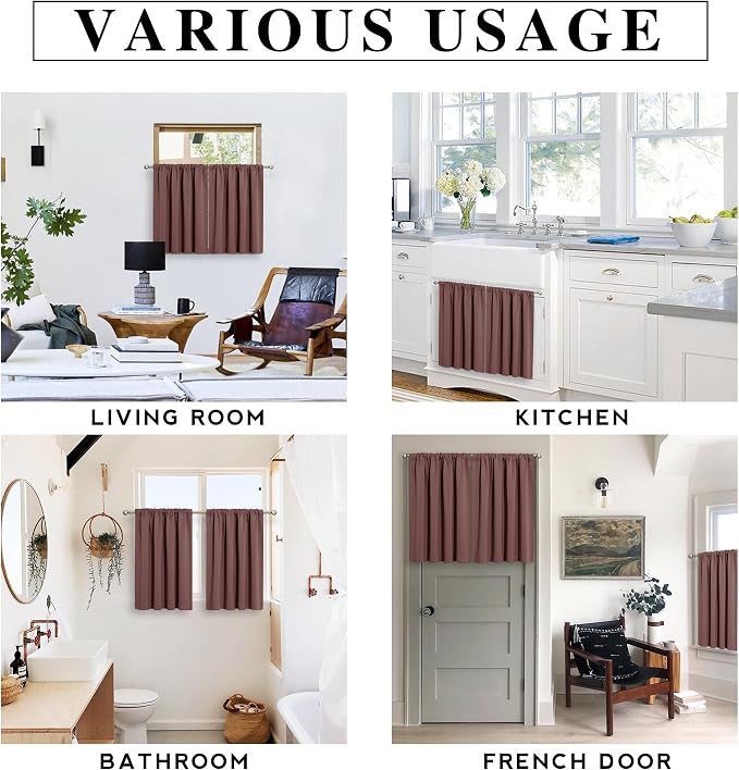RYB HOME Blackout Bathroom Window Curtains, Short Thermal Insulated Heat - Image 4